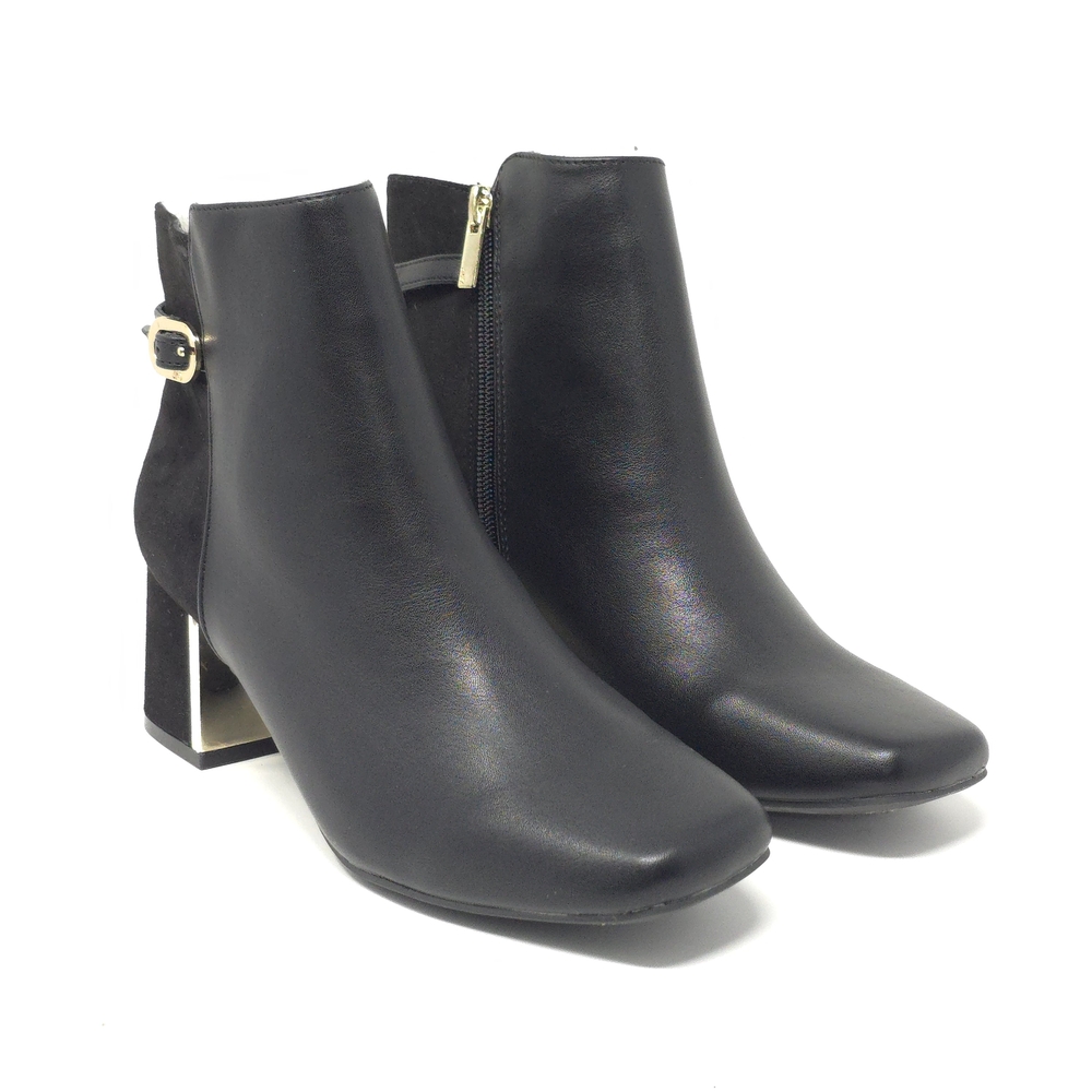 Jones New York Dress Booties with Block Heel and Gold Zip Ankle Boots 7M - Picture 2 of 16
